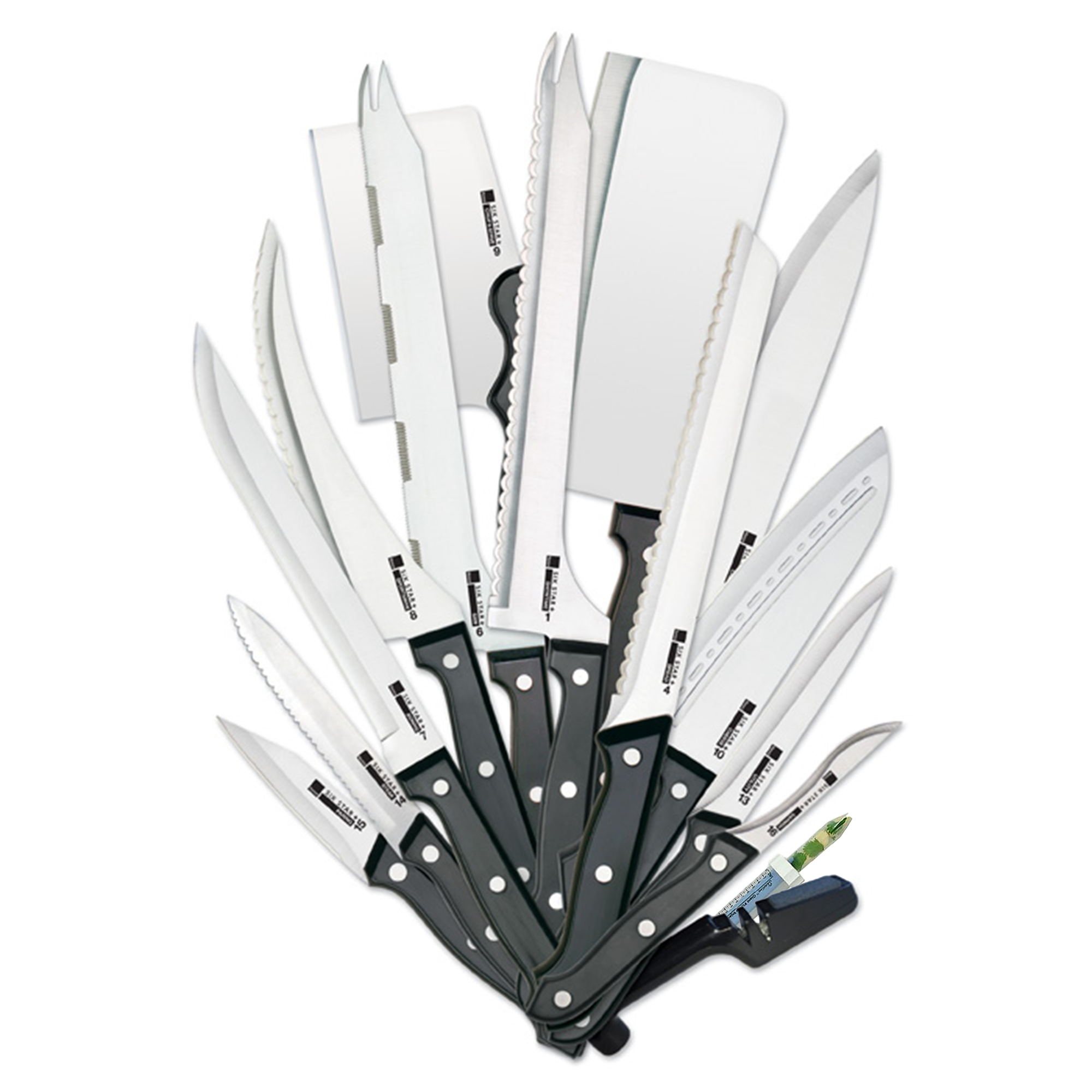 Ronco Showtime SIX STAR Cutlery Set of 18 Ronco Knives + 9 Misc. +