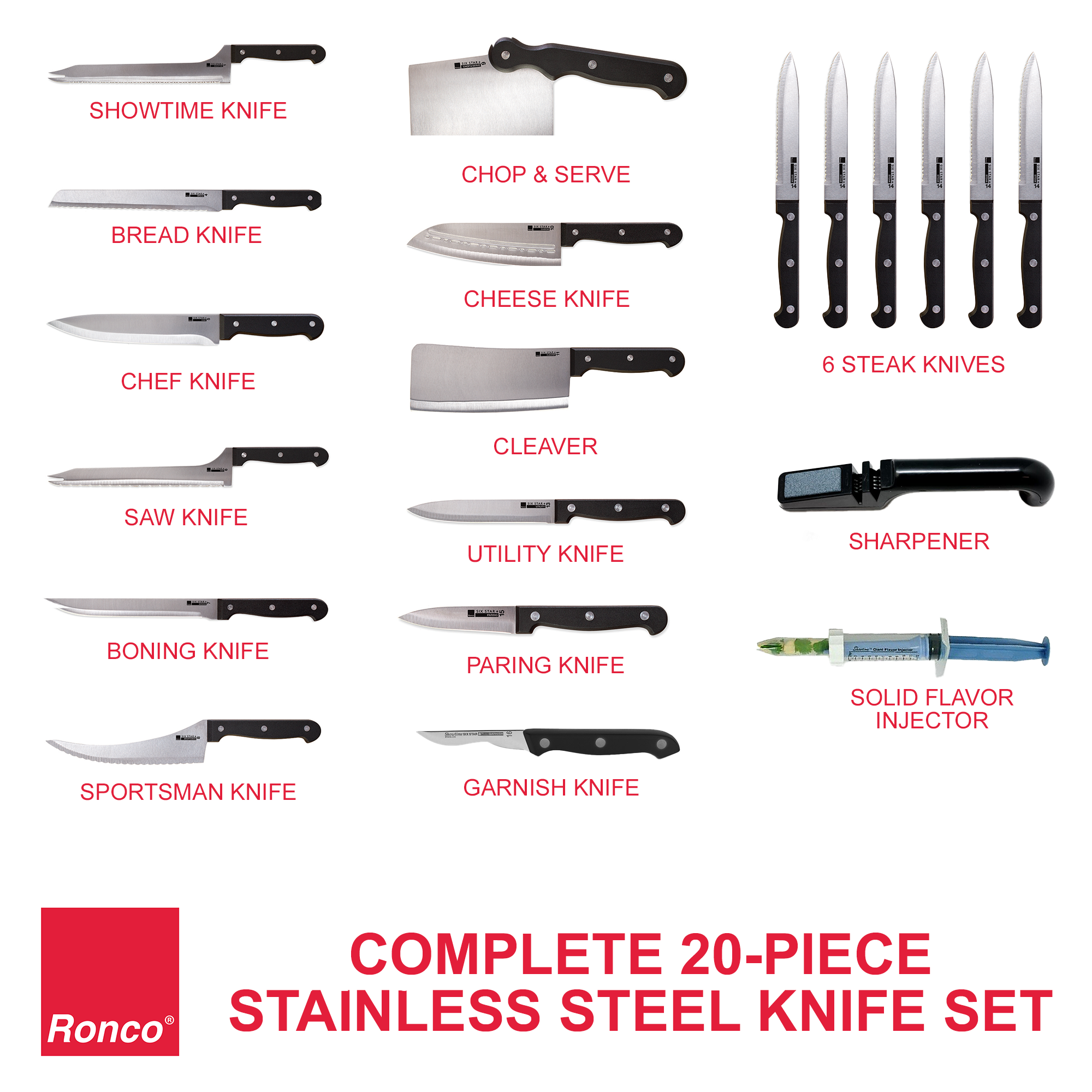 Ronco 20Piece Knife Set Ronco