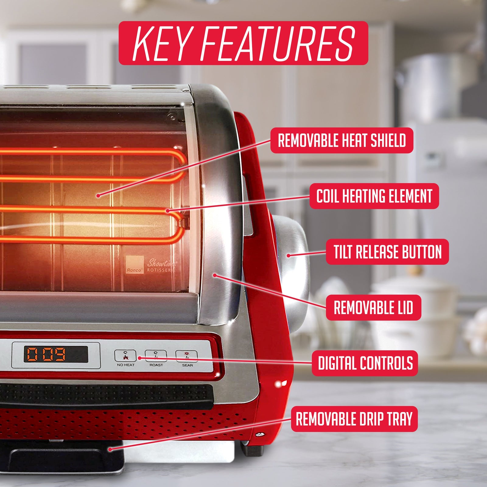Showtime EZ-Store Rotisserie, Red – Ronco