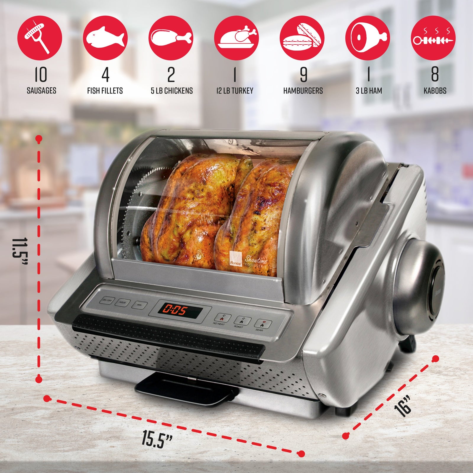 Showtime EZ-Store Rotisserie, Stainless Steel – Ronco