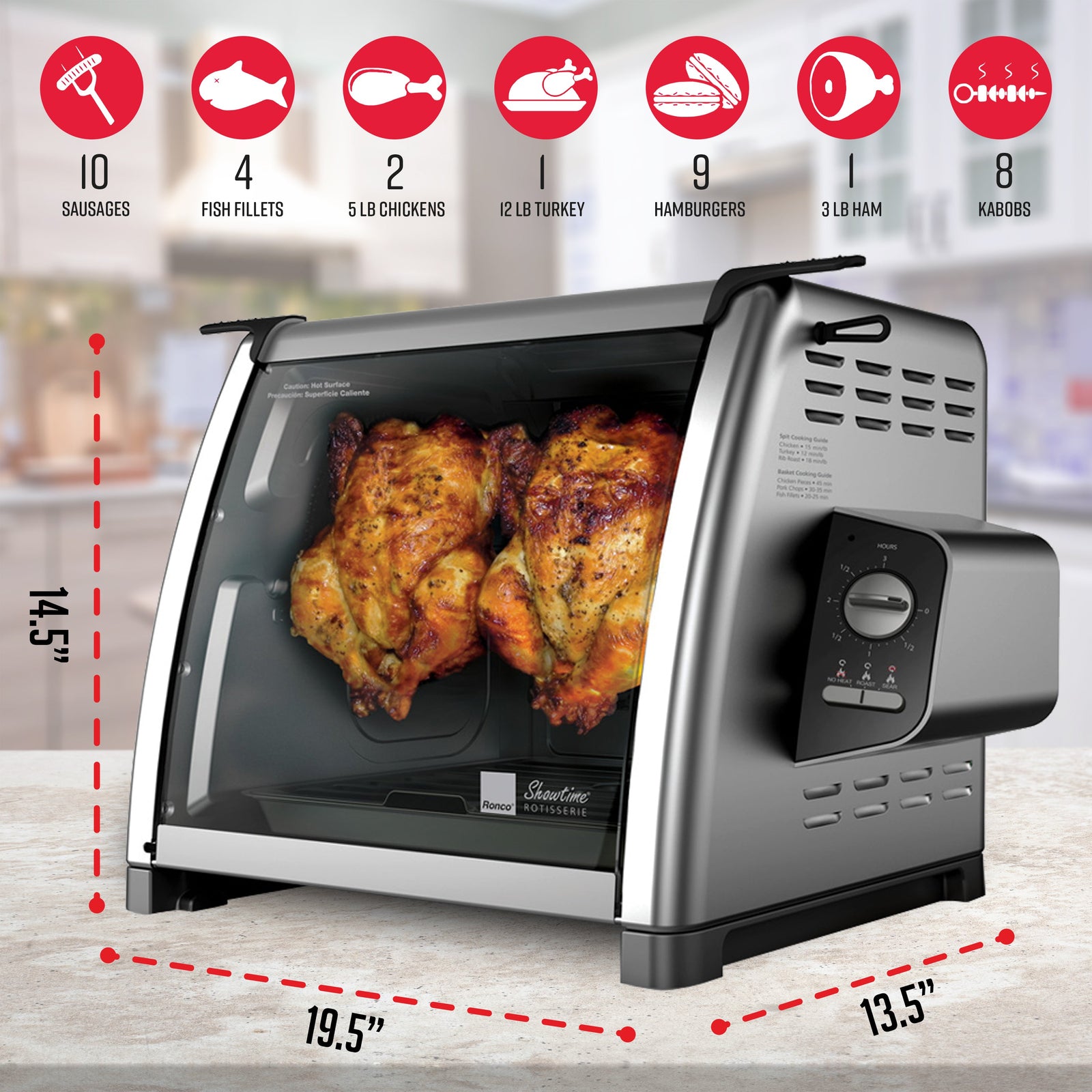 Ronco Showtime 大容量ロティサリーオーブン＆グリル Amazon.com: Ronco Digital Rotisserie Oven, Platinum Digital Design